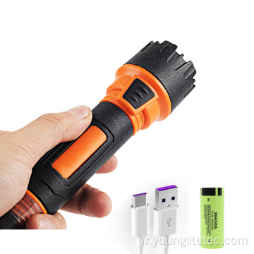 Lampe de poche LED rechargeable 5W avec sifflet en corde de queue